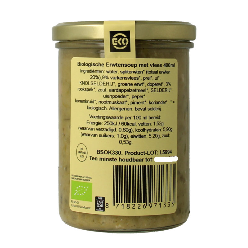 Kleinstesoepfabriek Erwtensoep/snert met vlees bio - Afbeelding 2