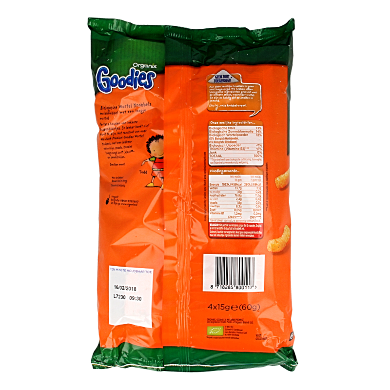 Organix Goodies Mais knabbels met wortel 10+M bio - Afbeelding 2