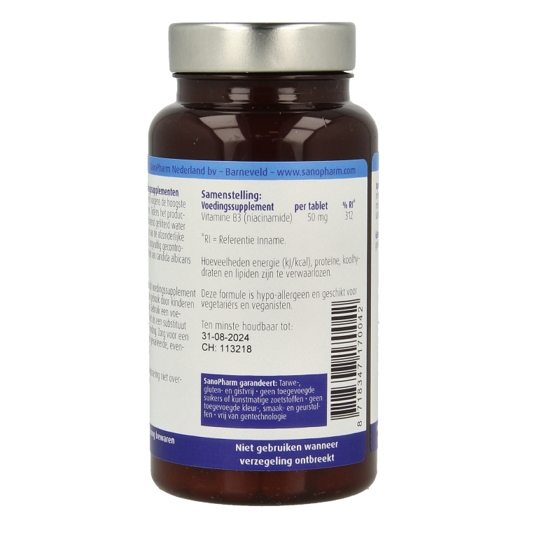 SanoPharm Vitamine B3 niacinamide 50mg - Afbeelding 3