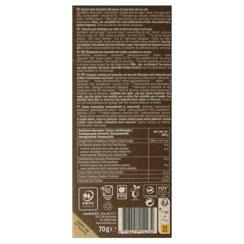 Lovechock Sweet nibs & seasalt bio - Afbeelding 2