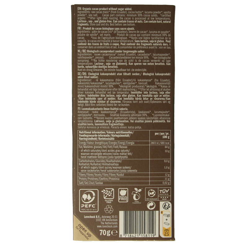 Lovechock Extreme dark 99% pure bio - Afbeelding 2