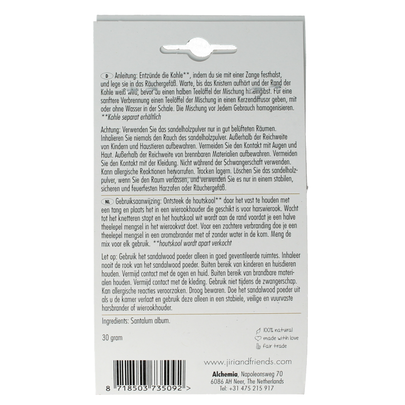 Jiri & Friends Harswierook sandalwood powder - Afbeelding 3