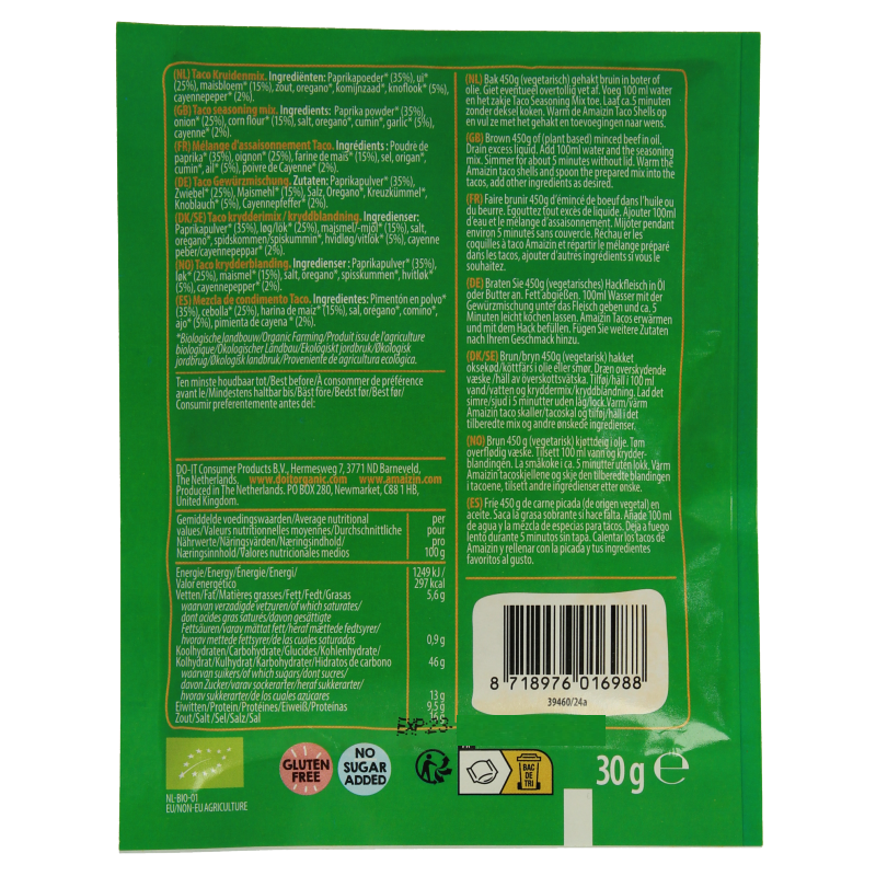Amaizin Taco kruidenmix bio - Afbeelding 2