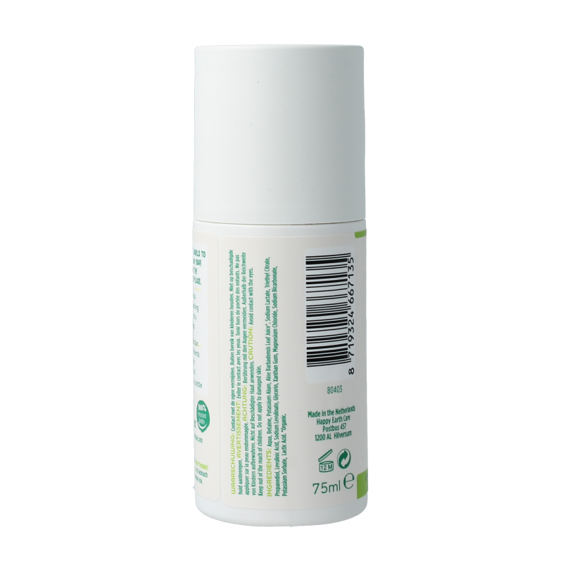 Happy Earth Pure deodorant roll-on unscented - Afbeelding 2