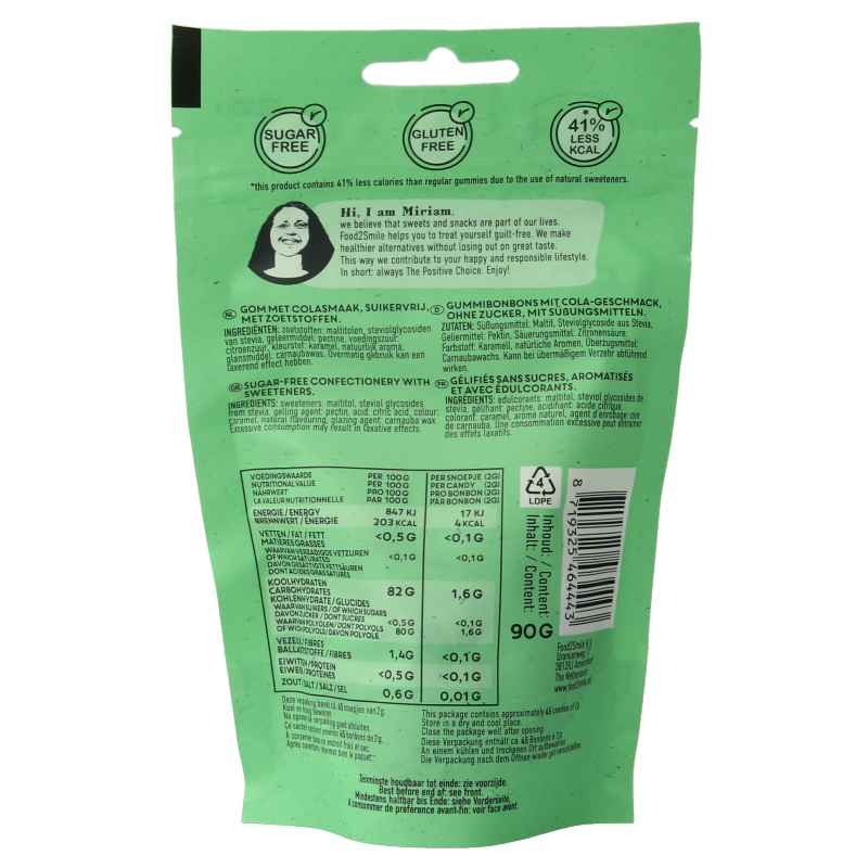 Food2Smile Cola-la bottles suikervrij lactosevrij - Afbeelding 2