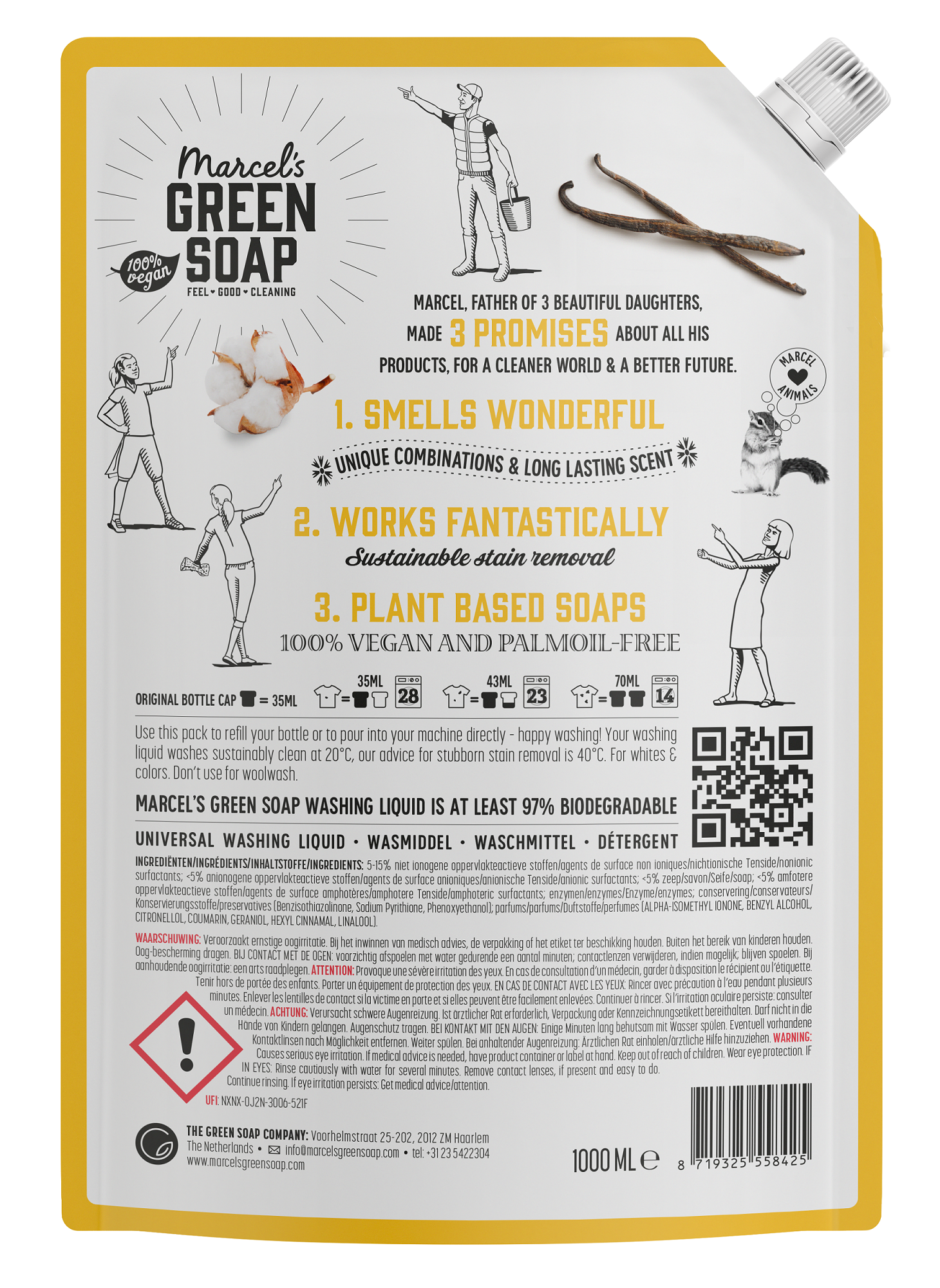 Marcel's Green Soap Wasmiddel universeel vanille & katoen navulling - Afbeelding 2