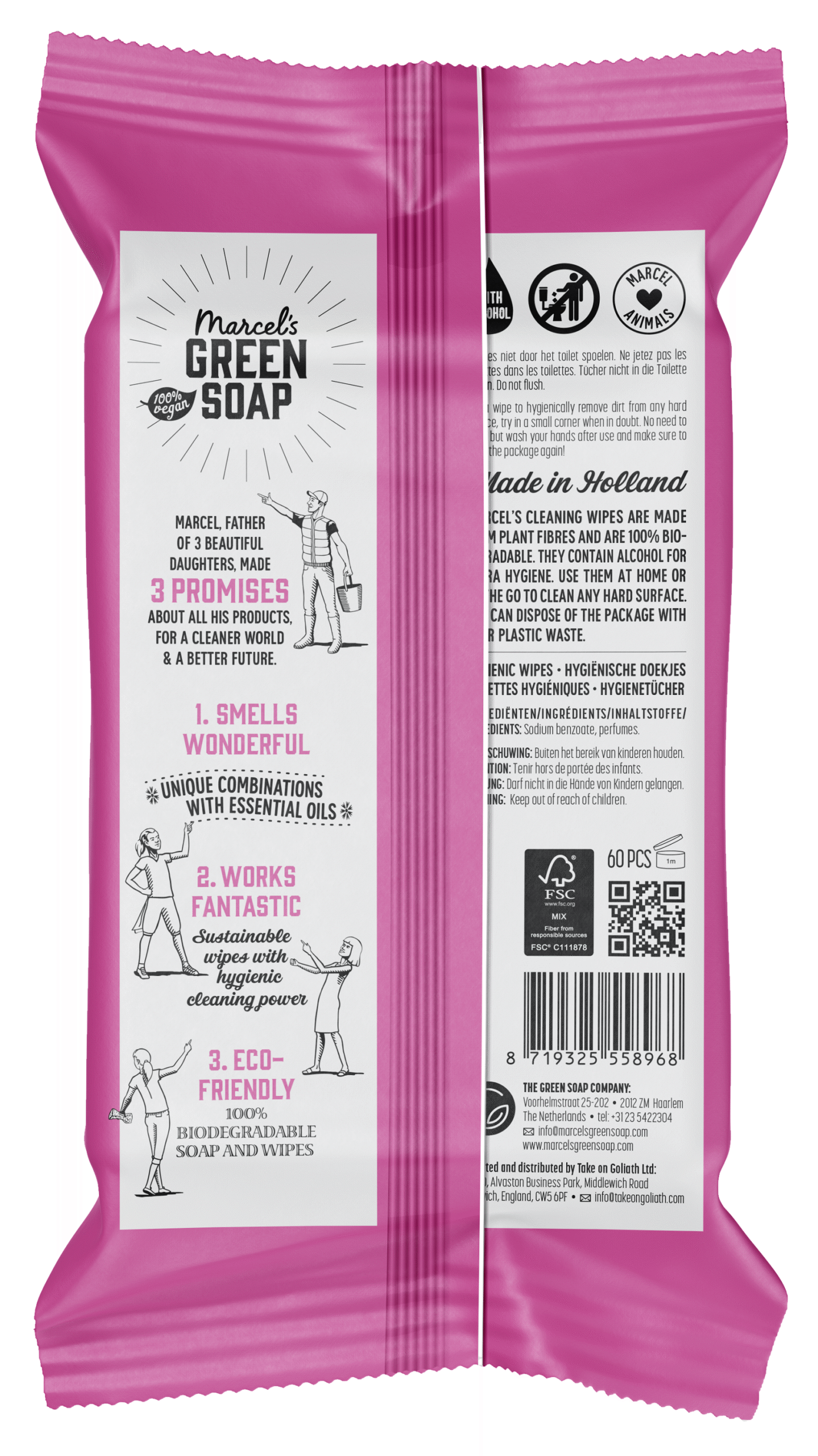 Marcel's Green Soap Cleansing wipes patchouli & cranberry - Afbeelding 2