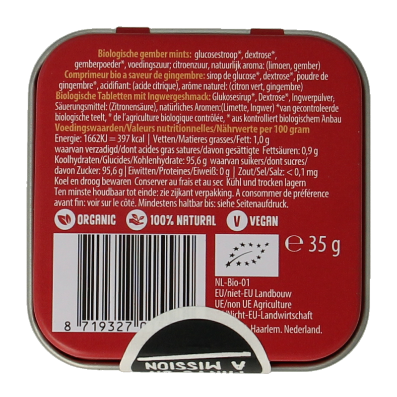 Max mints Ginger blikje vierkant bio - Afbeelding 2