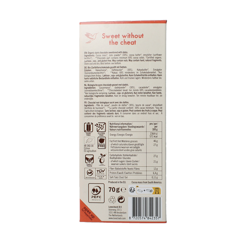 Lovechock Dark chocolate bio - Afbeelding 2