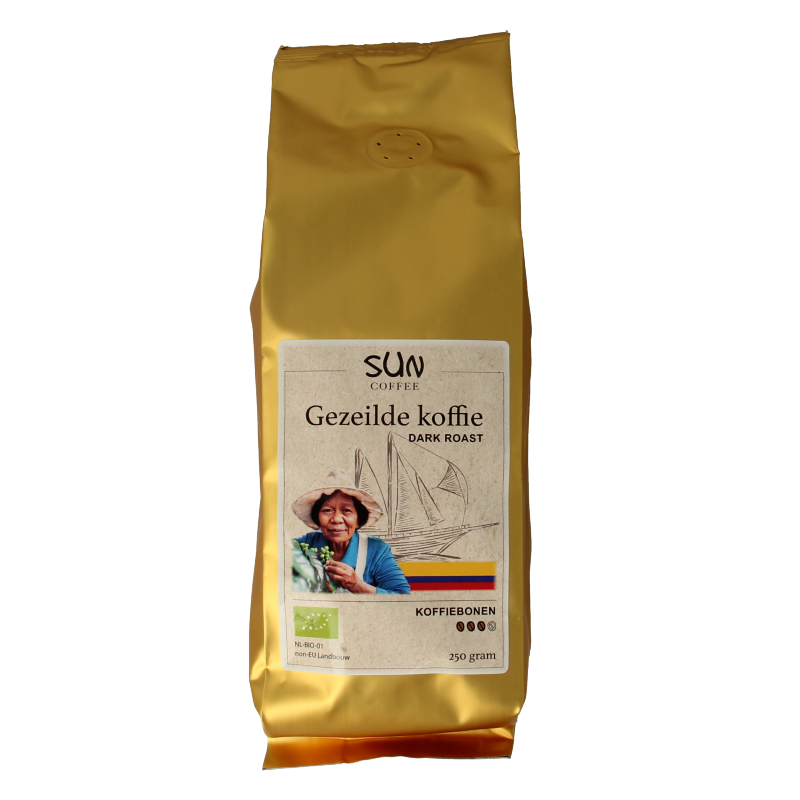 SUN Coffee Gezeilde koffiebonen dark roast bio