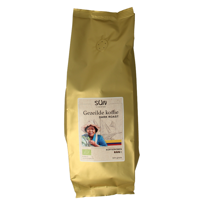 SUN Coffee Gezeilde koffiebonen dark roast bio