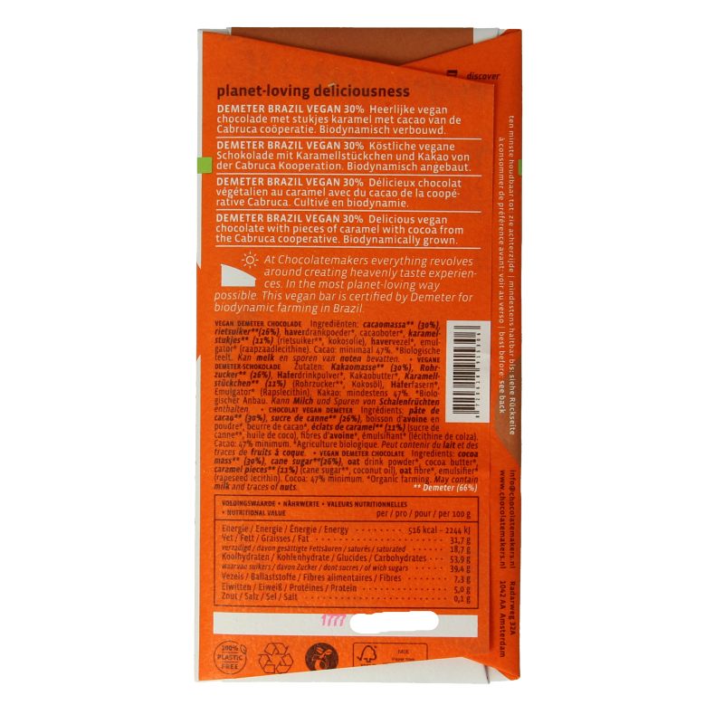 Chocolatemakers Brazil karamel 30% vegan demeter bio - Afbeelding 2