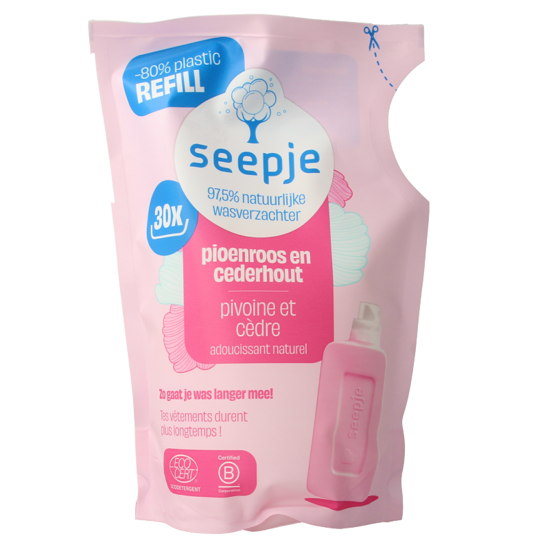 Seepje Wasverzachter pioenroos en cederhout navulling