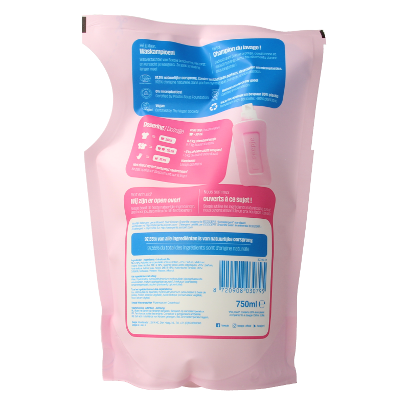 Seepje Wasverzachter pioenroos en cederhout navulling - Afbeelding 2