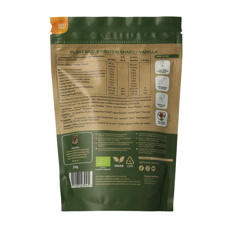 Faunus Nutrition Proteine gefermenteerd vanille bio - Afbeelding 2