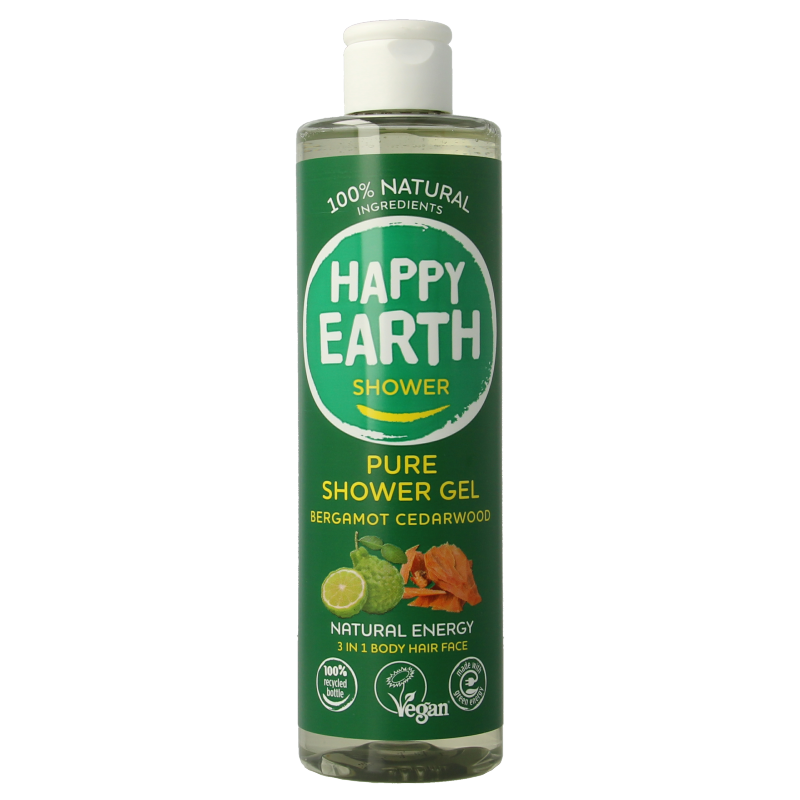 Happy Earth Douchegel bergamot cedarwood