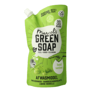 Marcel's Green Soap Afwasmiddel basilicum & vertivert gras navulling