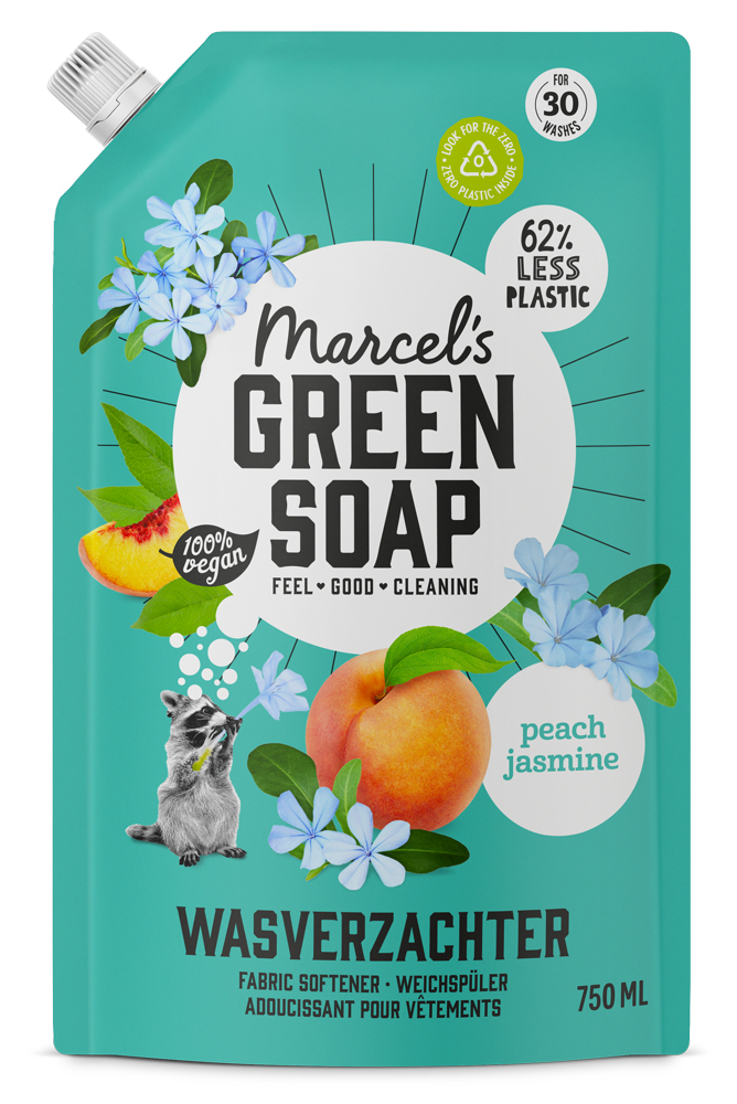 Marcel's Green Soap Wasverzachter perzik & jasmijn navulling