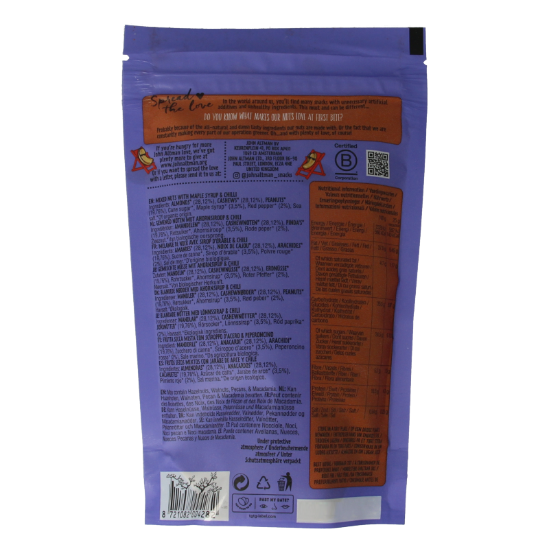 John Altman Mixed nuts sweet & spicy bio - Afbeelding 2