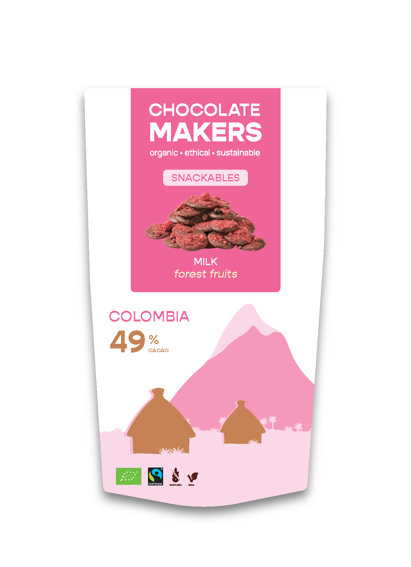 Chocolatemakers Snackable melk 49% met bosvruchten bio