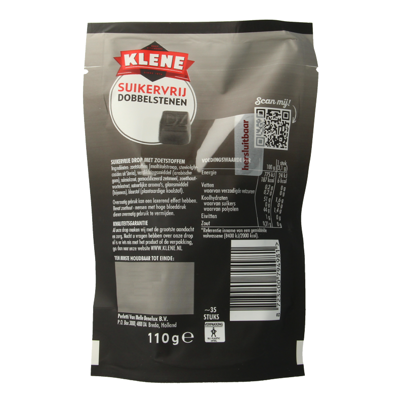 Klene Dubbelzout dobbelstenen suikervrij zakje - Afbeelding 2