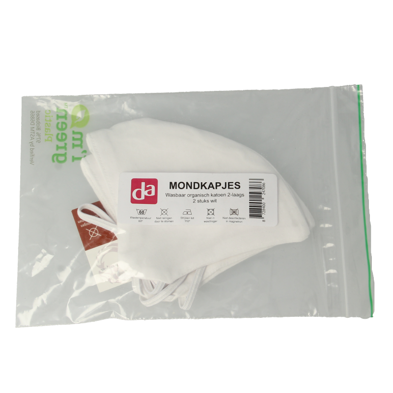 Easyessentials Mondkapje katoen 2-laags wit