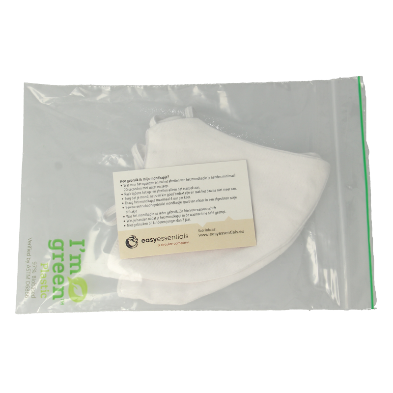 Easyessentials Mondkapje katoen 2-laags wit - Afbeelding 2