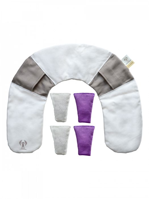 Lichtwesen Liwe nekkussen met 2 bergkristal 2 rozenkwarts