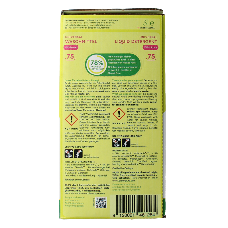 Planet Pure Wasmiddel vloeibaar universeel wild rose - Afbeelding 4