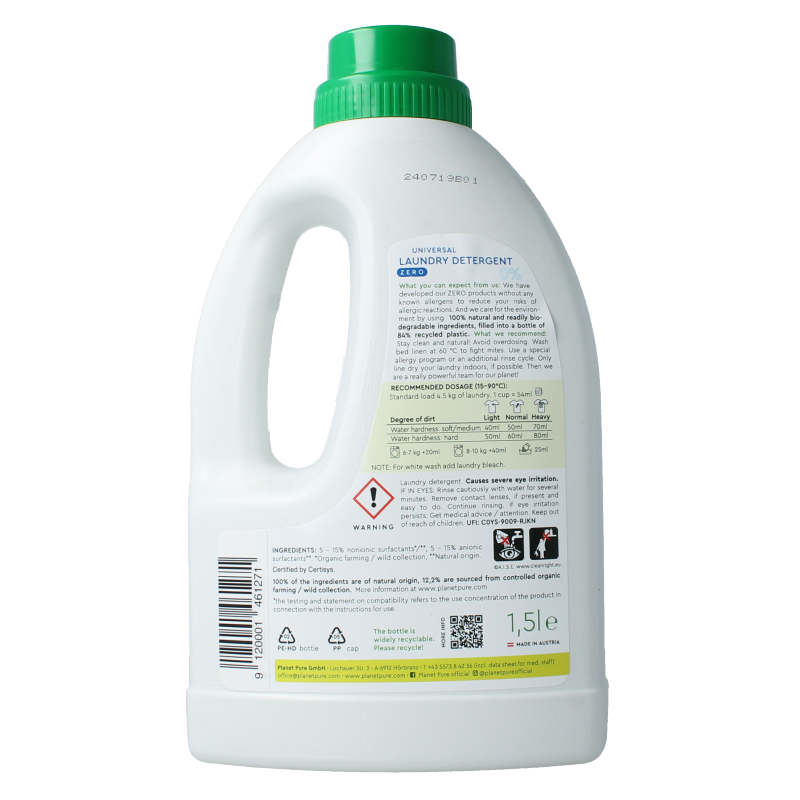 Planet Pure Wasmiddel vloeibaar universeel 0% zero - Afbeelding 2