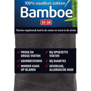 Lucovitaal Bamboe sok lang antraciet  maat 35-38