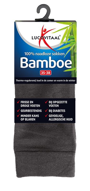 Lucovitaal Bamboe sok lang antraciet maat 35-38