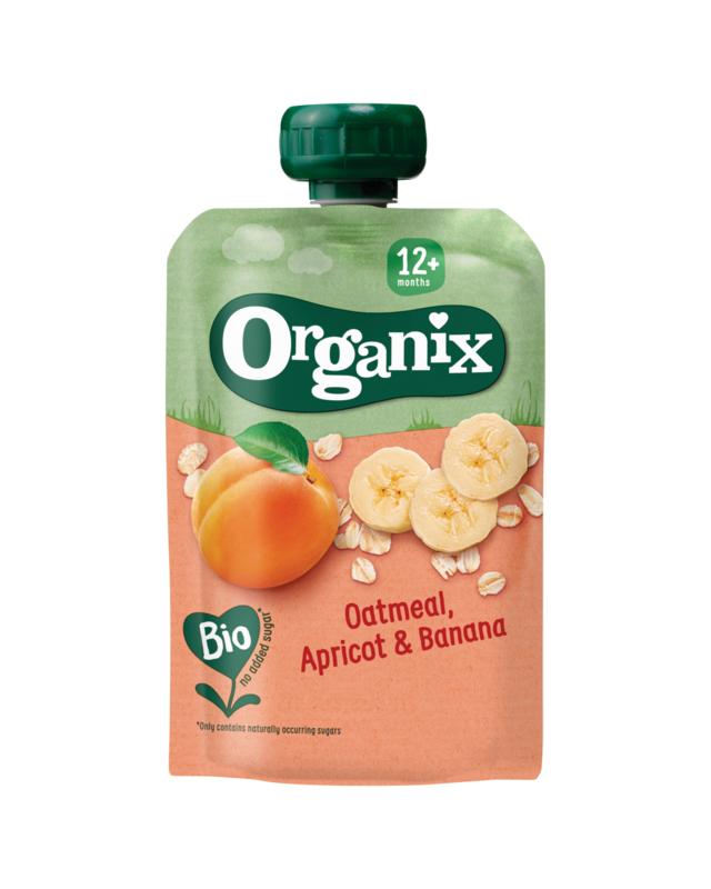 Organix Knijpfruit havermout, abrikoos, banaan 12M+ bio