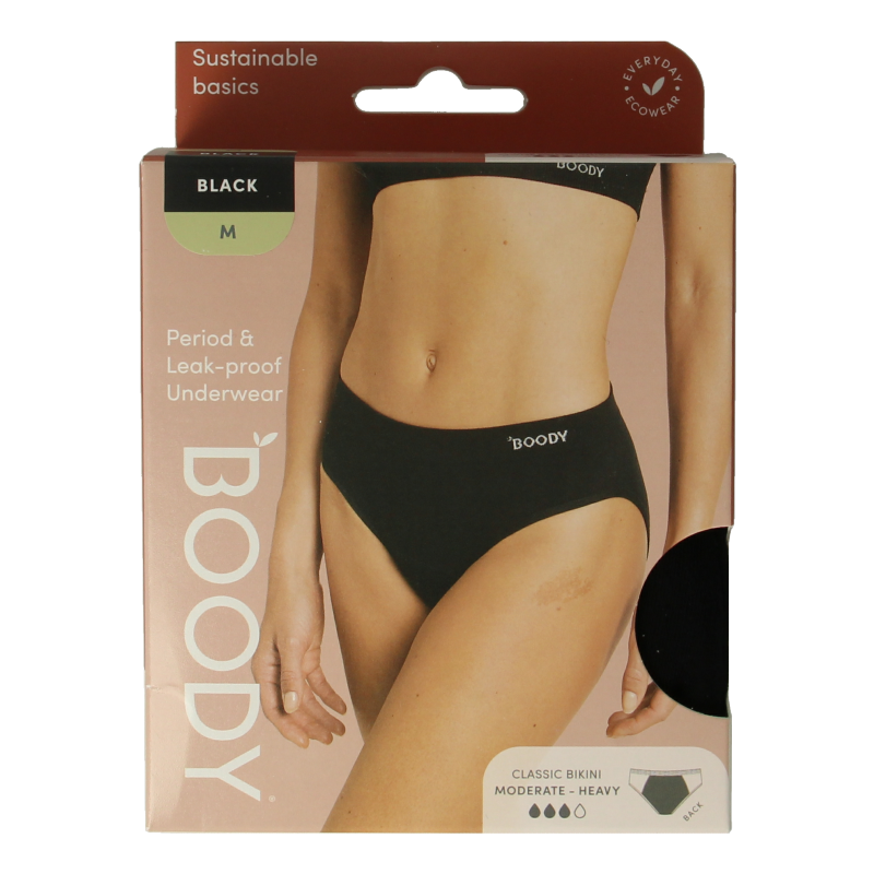 Boody Menstruatieondergoed bikinislip zwart norm/hevig M