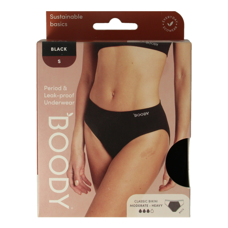 Boody Menstruatieondergoed bikinislip zwart norm/hevig S
