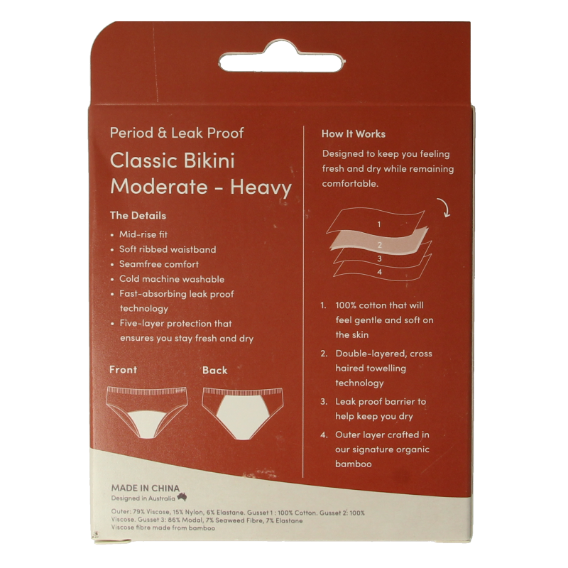 Boody Menstruatieondergoed bikinislip zwart norm/hevig S - Afbeelding 4