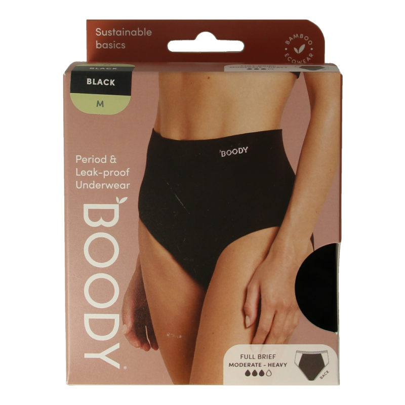 Boody Menstruatieondergoed tailleslip zwart normaal/hevi