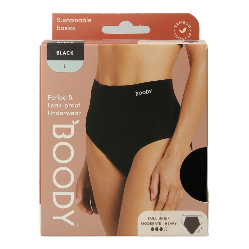 Boody Menstruatieondergoed tailleslip zwart normaal L