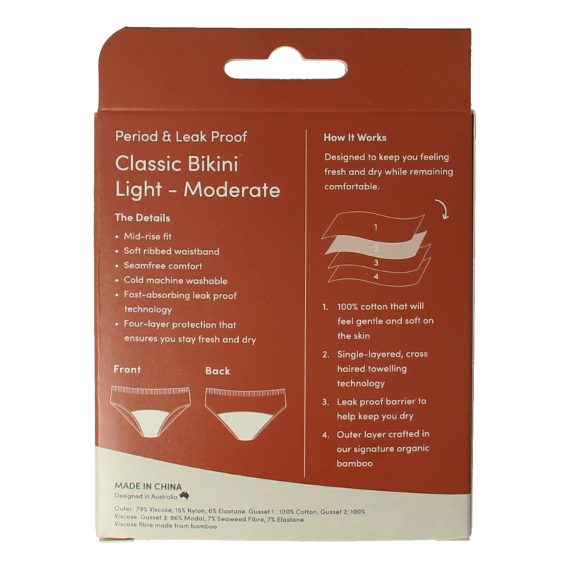 Boody Menstruatieondergoed bikinislip zwart licht/norm S - Afbeelding 4