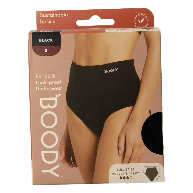 Boody Menstruatieondergoed bikinislip zwart lich/norm S