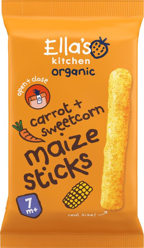 Ella's Kitchen Maize sticks carrot sweetcorn 7+ maanden bio