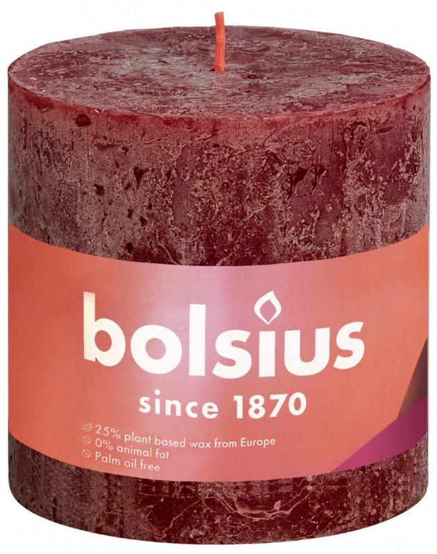 Bolsius Rustiekkaars shine 100/100 velvet red