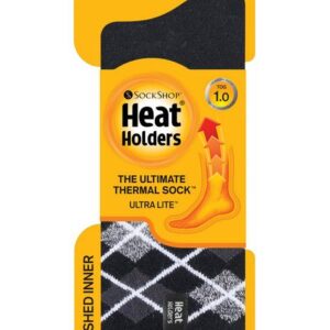 Heat Holders Mens ultra lite socks argyle maat 6-11 black