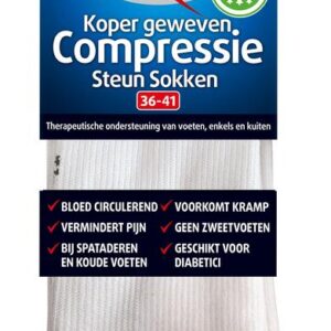 Lucovitaal Koper compressie steunsok maat 36-41 wit