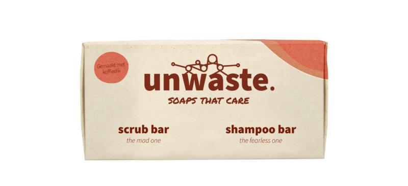 Unwaste Duopack coffee scrub & shampoo bar