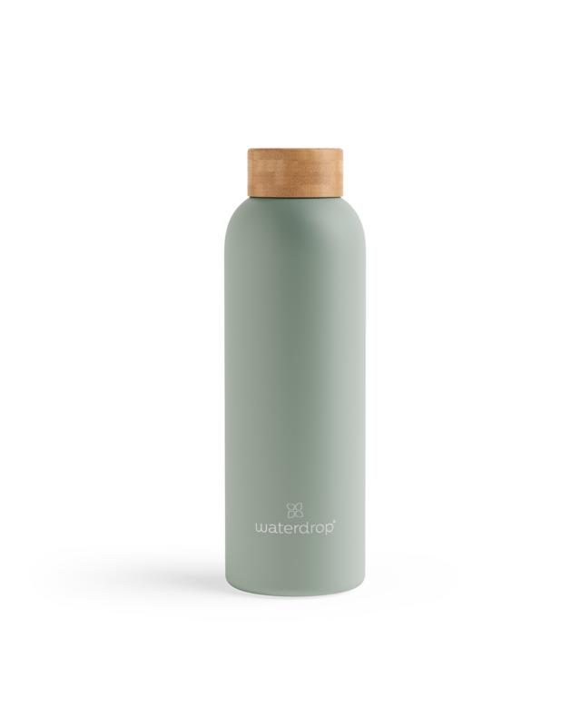 Waterdrop Roestvrijstalen drinkfles pastel olive matt 600ml