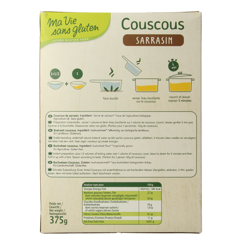 Ma Vie Sans Couscous 100% boekweit glutenvrij bio - Afbeelding 3
