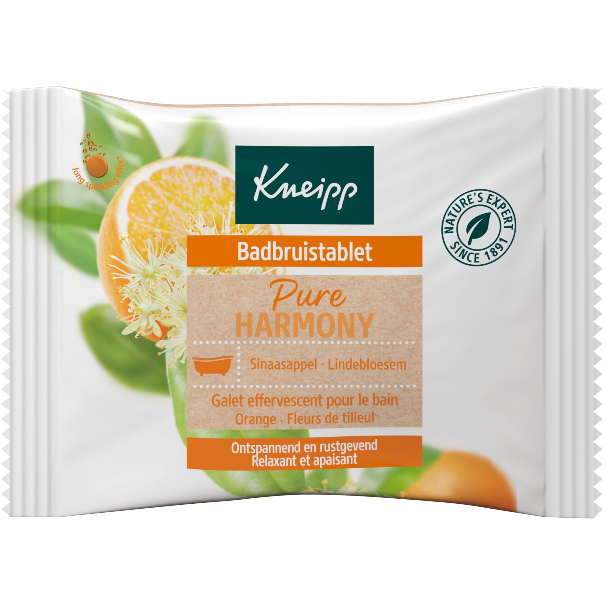 Kneipp Badbruistablet pure harmony oranje lindebloesem