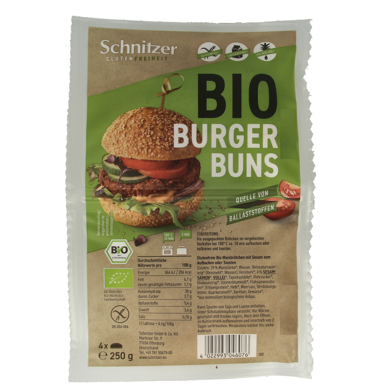Schnitzer Hamburger broodjes glutenvrij bio