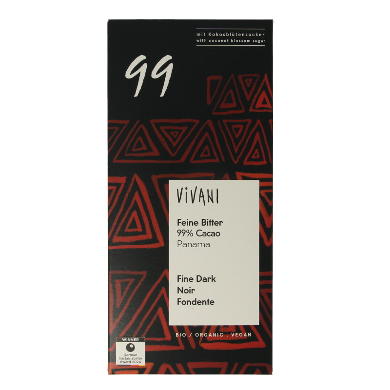 Vivani Chocolade puur 99% kokosbloesemsuiker bio